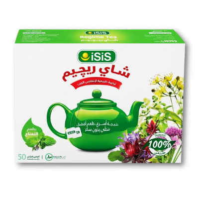 ISIS REGIME TEA WITH MINT FLAVOR SUGAR FREE BETTER TASTE 50 FILTER BAGS NET WEIGHT 75 GM